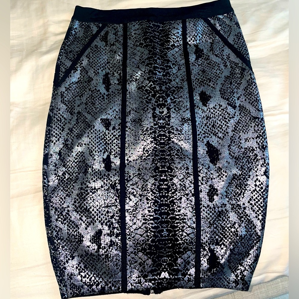 Black & Silver High Waisted Stretch Skirt